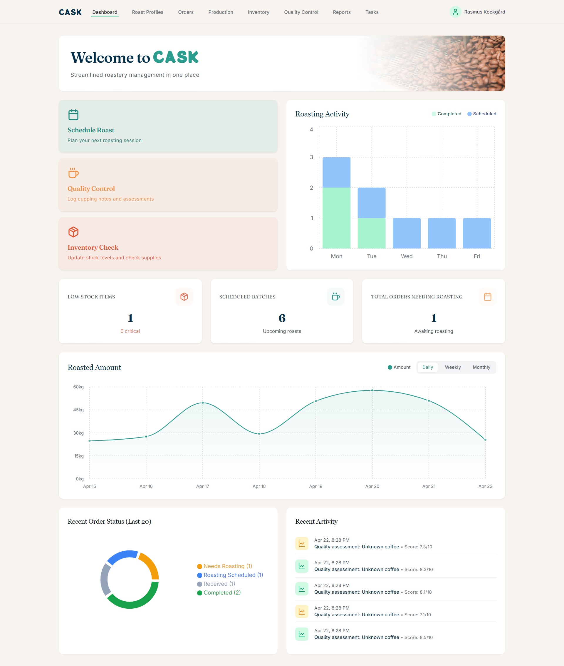 CASK - Coffee Roastery Management System